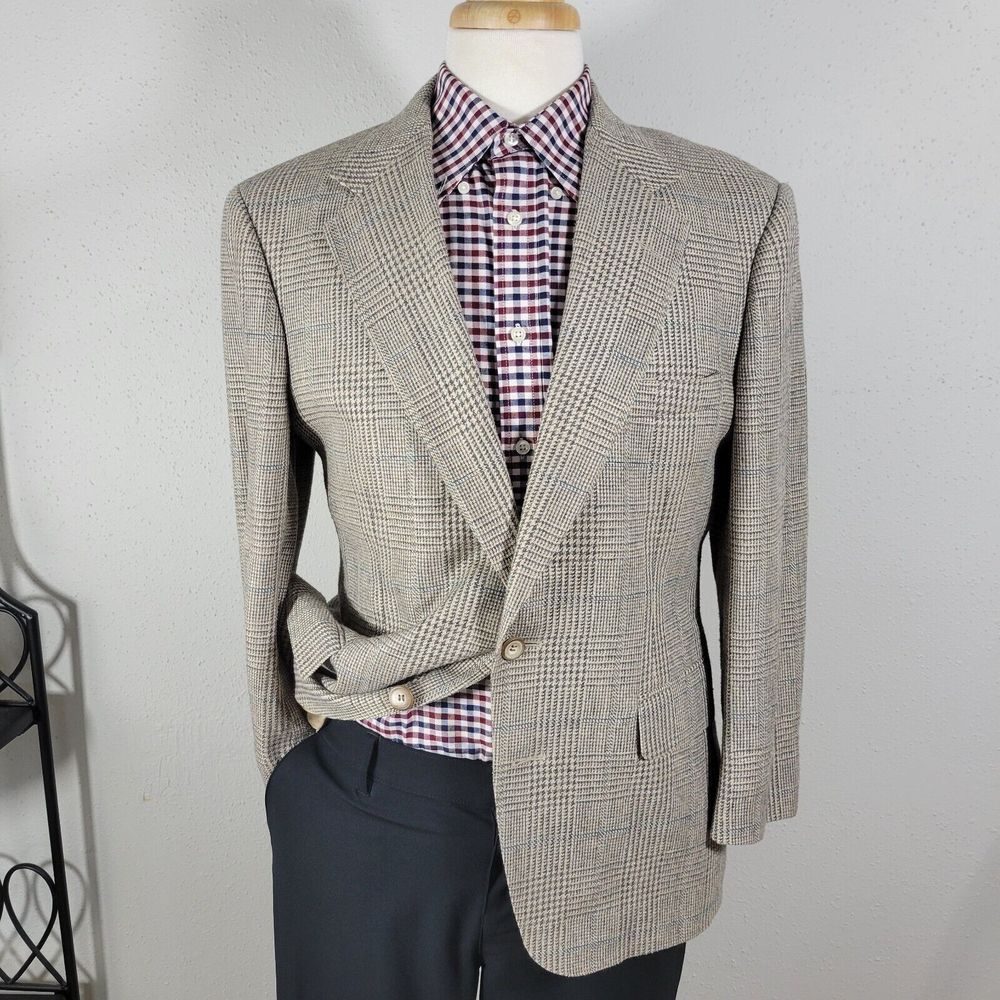 VTG John Alexander Men's Sport Coat Blazer Two‎ Button Multicolor Plaid 42S